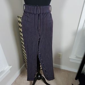 Navy Stripe Cuff Pants